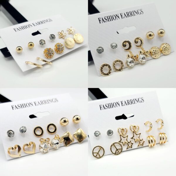 Golden Unique Different Style Studs Earrings Set For Girls & Women