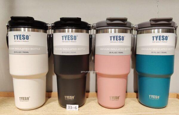 Tyeso Quencher 750ML Thermal Bottle Coffee Cup Vacuum Mug 304 Stainless Steel Water Bottle Non-slip Leak-Proof Thermos Insulated Cup: (Item Code:33-6),Available In 7 Colors: