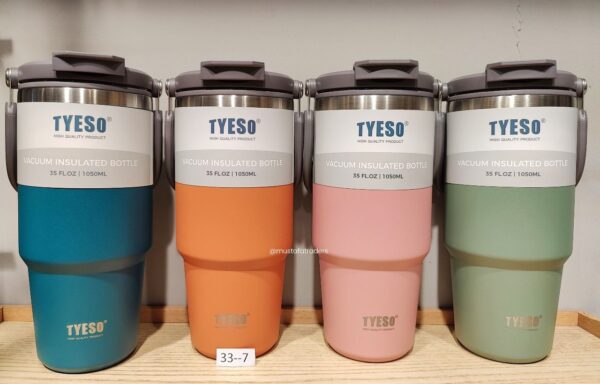 Tyeso Quencher 1050ML Thermal Bottle Coffee Cup Vacuum Mug 304 Stainless Steel Water Bottle Non-slip Leak-Proof Thermos Insulated Cup: (Item Code:33-7),Available In 7 Colors: