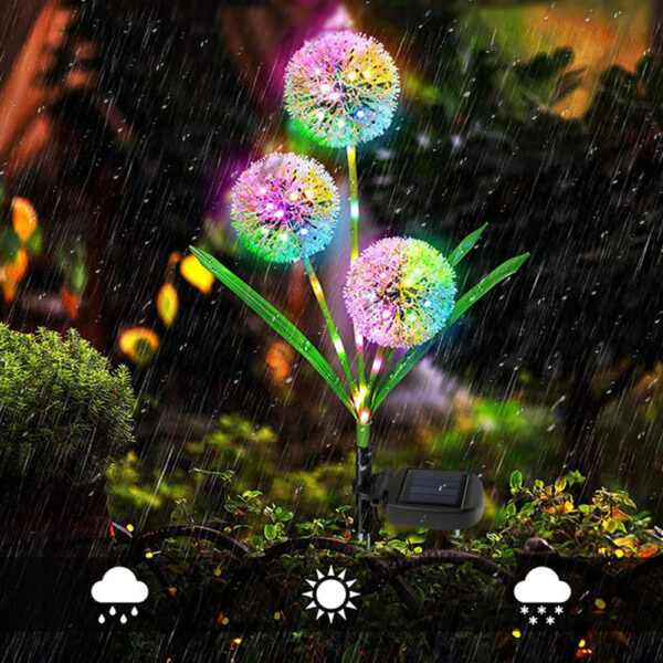 Pack of 2 | Solar 3-head onion flower ball (Random Colors). - Image 3