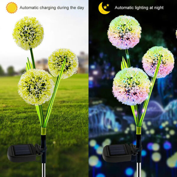 Pack of 2 | Solar 3-head onion flower ball (Random Colors). - Image 4