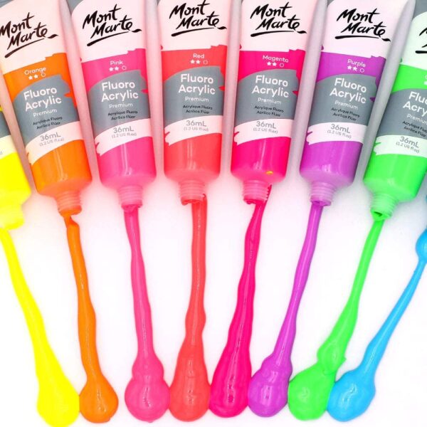 Mont Marte Fluorescent Acrylic Paints 18 ml Set Of 8 Pcs. - Image 3