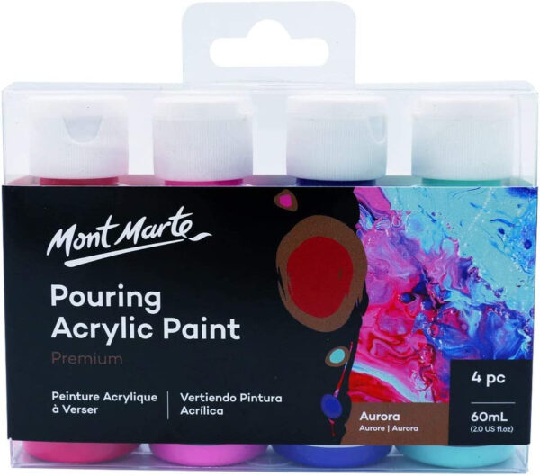 Mont Marte Pouring Acrylic Paint Premium Set Of 4 60 ml Aurora. - Image 2