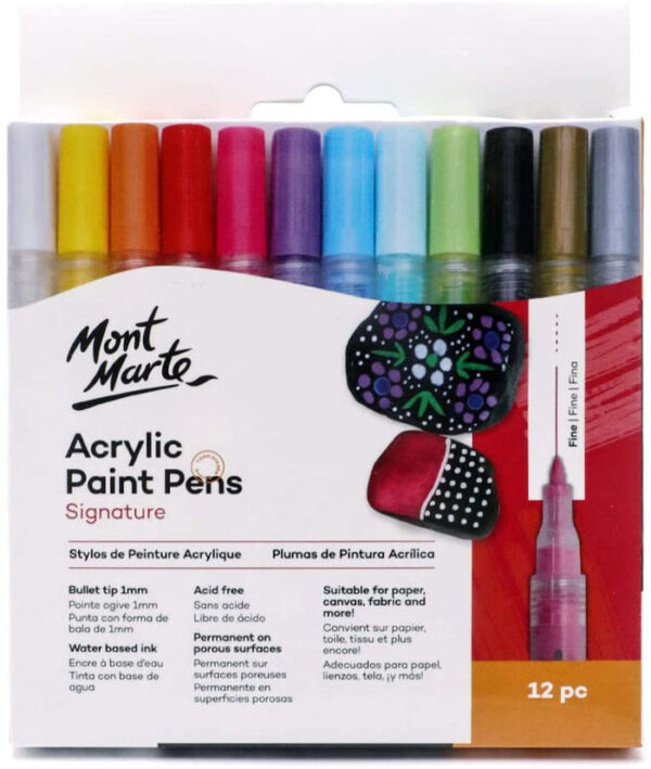 Mont Marte Acrylic Paint Pens Pack Of 12. - Image 3