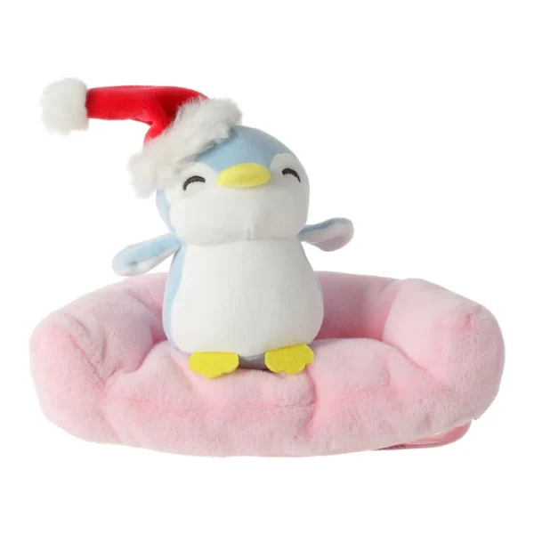 8.7in. Christmas Hat Penguin Couple Couch Plush Toy - Image 2