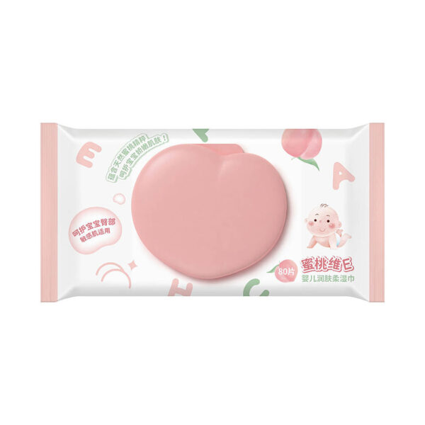 Peach Vitamin E Wet Wipes (80 Wipes). - Image 4