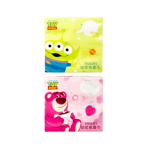 MINISO Disney Pixar Collection Printed Facial Tissues (Lotso & Alien, Pocket Pack, 40 Sheets).