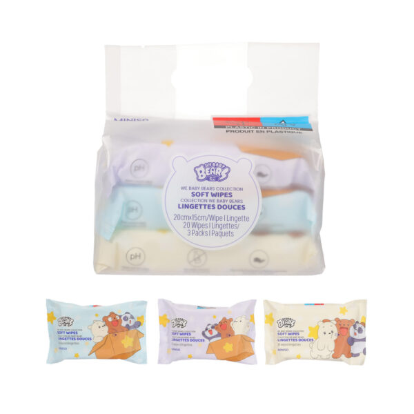 WE BABY BEARS Collection Soft Wipes (20 Wipes×3 Packs). - Image 4