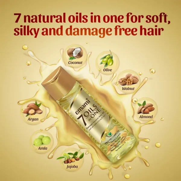 Emami 7 Oils In One Damage Control Hair Oil, with Goodness of Almond Oil, Coconut Oil, Argan Oil and Amla Oil, 200 ml. - Image 7