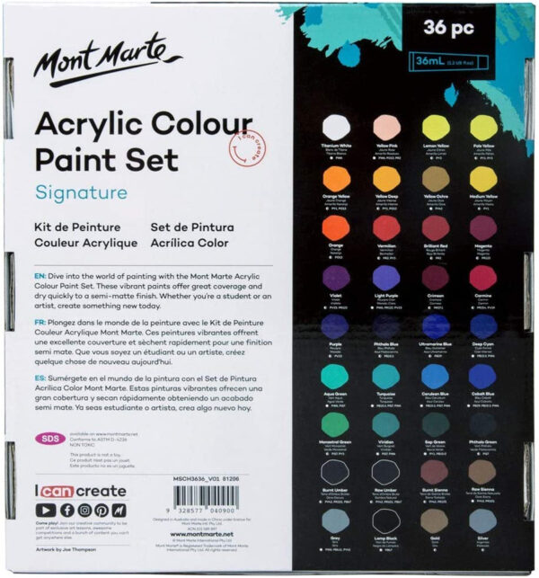 Mont Marte Acrylic Colour Paint 36 ml Set Of 36. - Image 6