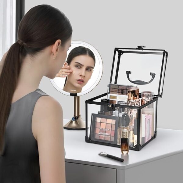 Cosmetic Case, Transparent Make-Up Case, Portable Beauty Case, Display Case, Acrylic Lockable Jewelry Box, Makeup Organizer for Bathroom, Chest of Drawers, Transparent - Image 4