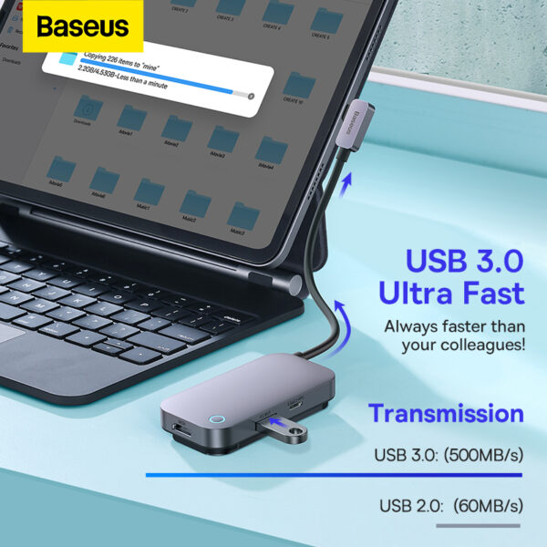 Baseus 4-Port Pad Joy Type-C HUB Adapter - Image 6