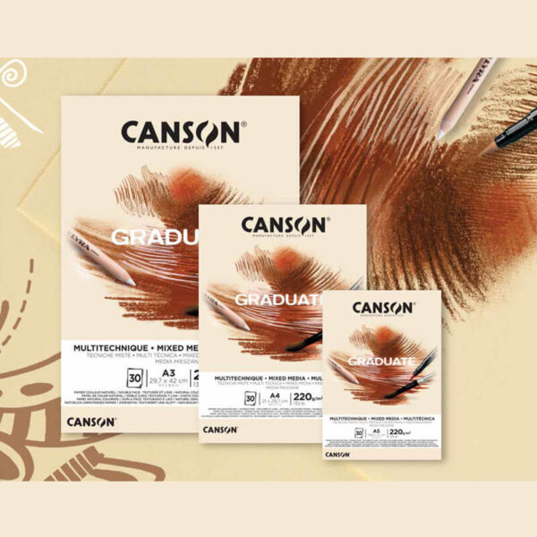 Canson Graduate Mixed Media Pad Yellow Ochre 220 gsm Size A4. - Image 5