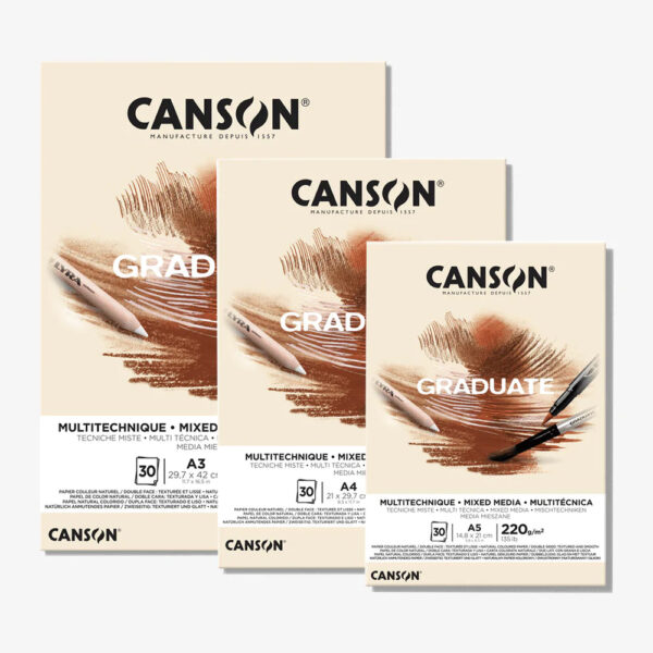 Canson Graduate Mixed Media Pad Yellow Ochre 220 gsm Size A4. - Image 4