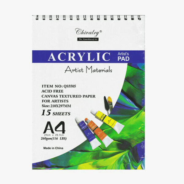 Chivalry Artist's Acrylic Pad 15 Sheets Size A4.