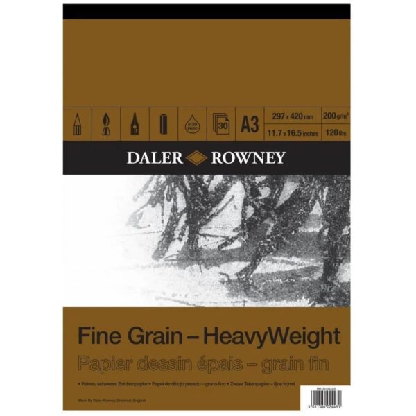 Daler Rowney Fine Grain Heavyweight Sketching & Drawing Pad Size A3.