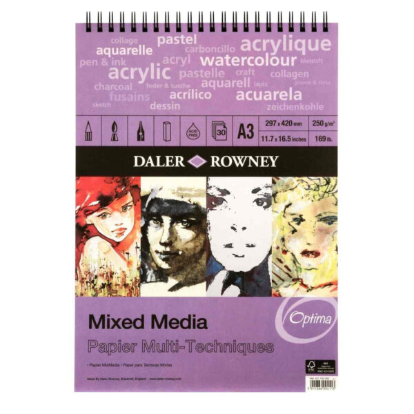 Daler Rowney Mixed Media Spiral Pad A3.
