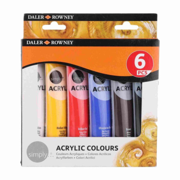 Daler Rowney Simply Acrylic Paints 75 ml Pack of 6.