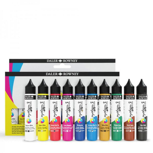 Daler Rowney System 3 Fluid Acrylic Paints 29.5ml Set of 10. - Image 3