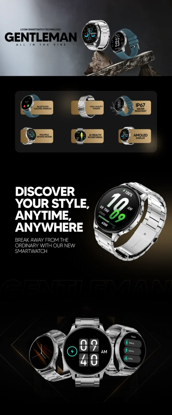Login-103 Gentleman Smart Watch,Color: Silver - Image 3