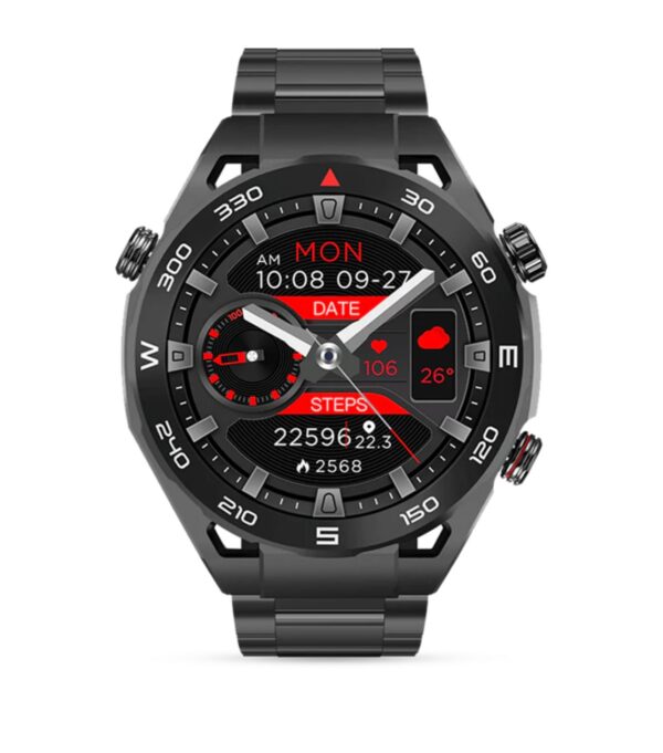 Login LT-W1 LUXE Watch, 1.43 Inches Display, 5.2 Bluetooth Version, Full Charge in 3 Hours, Water Resistance. Color: Black.