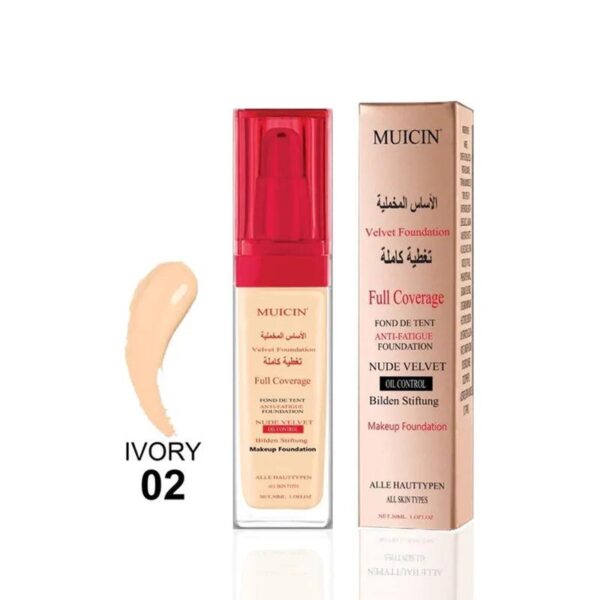 Nude Velvet Full Coverage Foundation – Maximum Smoothness, SPF 15, Shade Ivory-02.