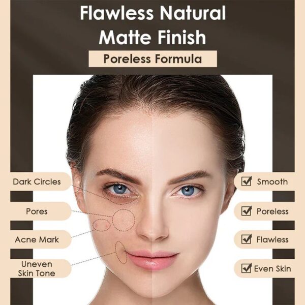MUICIN Luminous Silk Nude Velvet Foundation, Seamless Finish for All Skin Types. Available in 3 Shades. Fair-01, Ivory-02, Sand/Beige-03. - Image 8