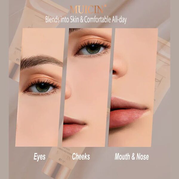MUICIN Luminous Silk Nude Velvet Foundation, Seamless Finish for All Skin Types. Available in 3 Shades. Fair-01, Ivory-02, Sand/Beige-03. - Image 7