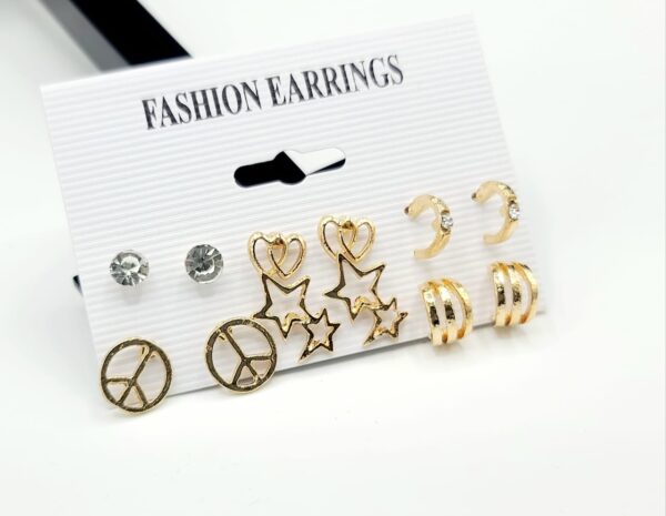 Golden Unique Different Style Studs Earrings Set For Girls & Women - Image 4