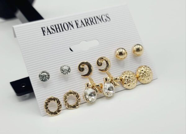 Golden Unique Different Style Studs Earrings Set For Girls & Women - Image 2