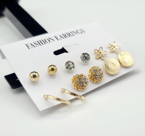 Golden Unique Different Style Studs Earrings Set For Girls & Women - Image 5