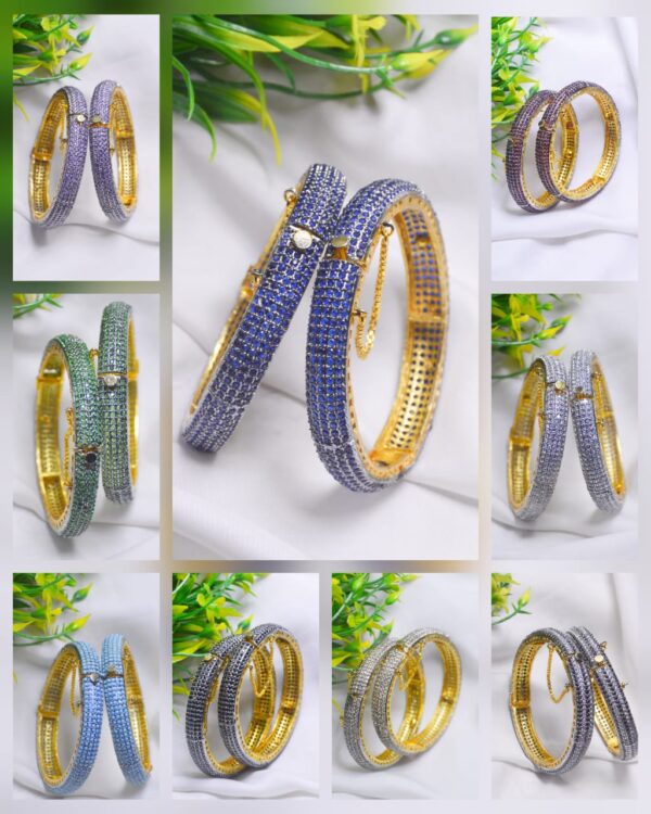 Casting Zircon Stones Openable bangles Set Exclusive By Unique Jewellery