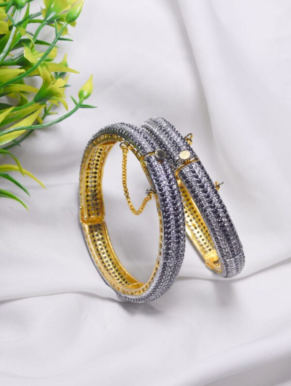 Casting Zircon Stones Openable bangles Set Exclusive By Unique Jewellery - Image 4
