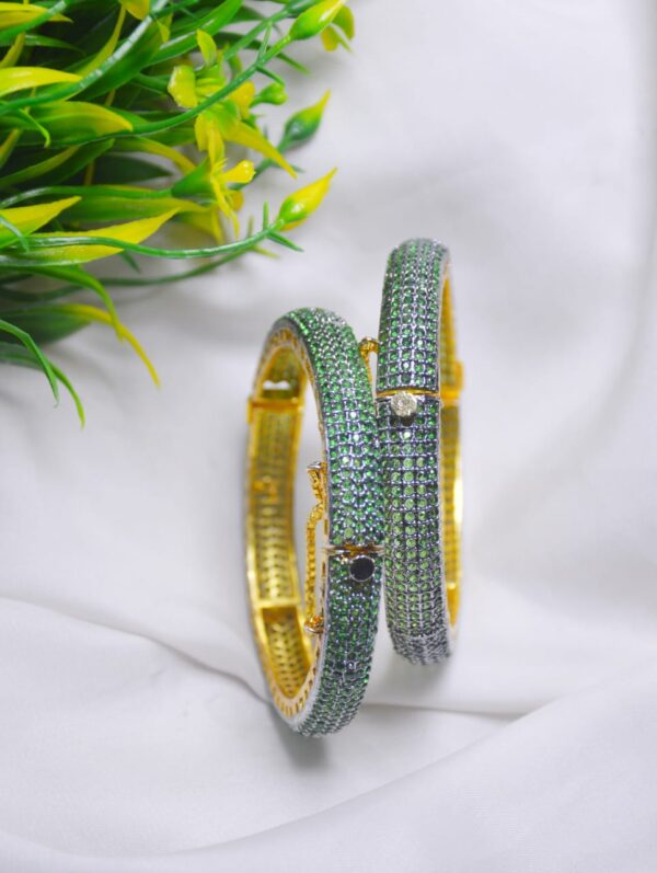 Casting Zircon Stones Openable bangles Set Exclusive By Unique Jewellery - Image 7