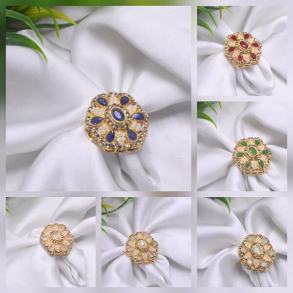 Unique & stylish Design Multi Stone Gold Plated Ring for Girls/Women