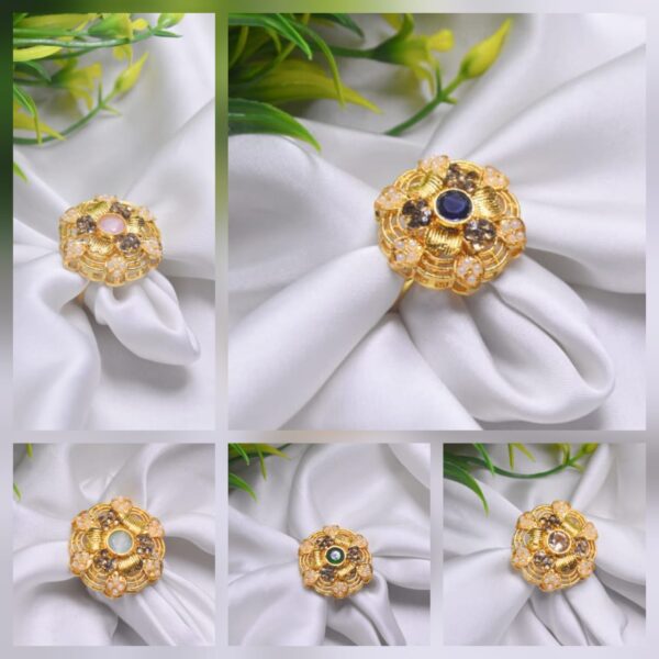 Unique Design Multi Stone Gold Plated Ring for HER