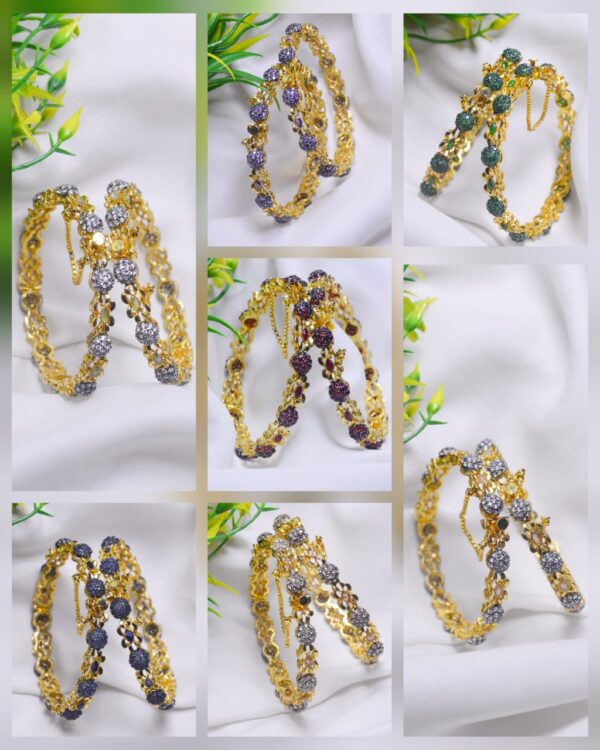 Casting Made Zircon Stones Openable bangles Set  Unique Fancy Jewellery