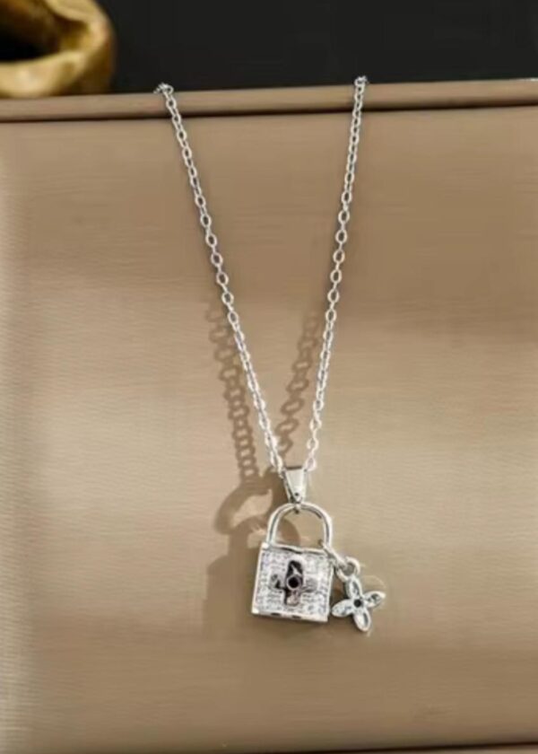 Stainless Steel Chain Necklace Lock Key Pendant Necklace - Image 2