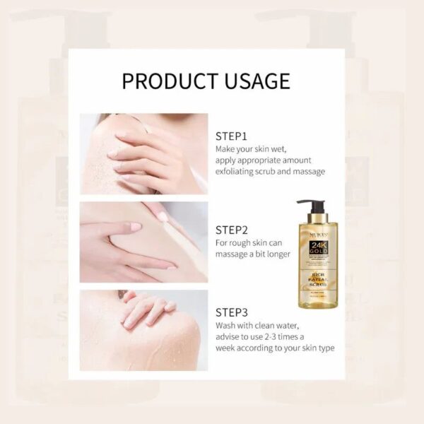 Muicin Rich Facial Scrub - 24K Gold Exfoliating & Anti-Inflammatory Treatment, Purify & Revitalize (300 ML) - Image 7