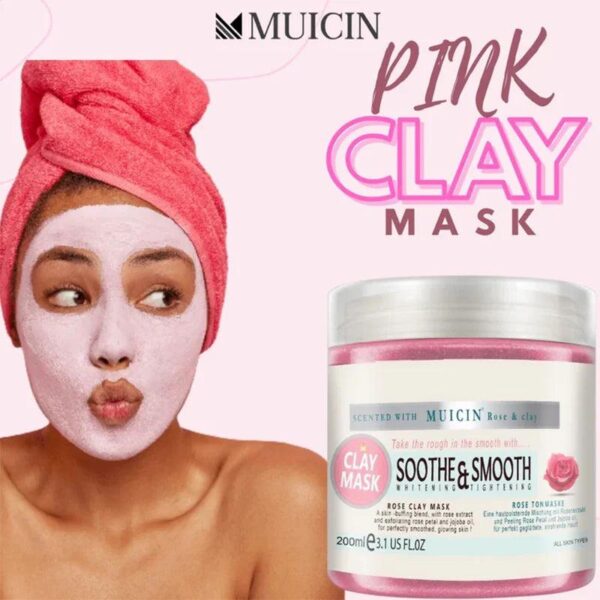 Muicin Soothing Rose Pink Clay Mask - 200ml | Deep Cleanse & Refresh Your Skin.