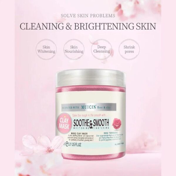 Muicin Soothing Rose Pink Clay Mask - 200ml | Deep Cleanse & Refresh Your Skin. - Image 3