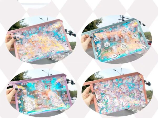 Women PVC Makeup Waterproof Toiletry Bag, Transparent Travel Cosmetic Organizer Zipper.