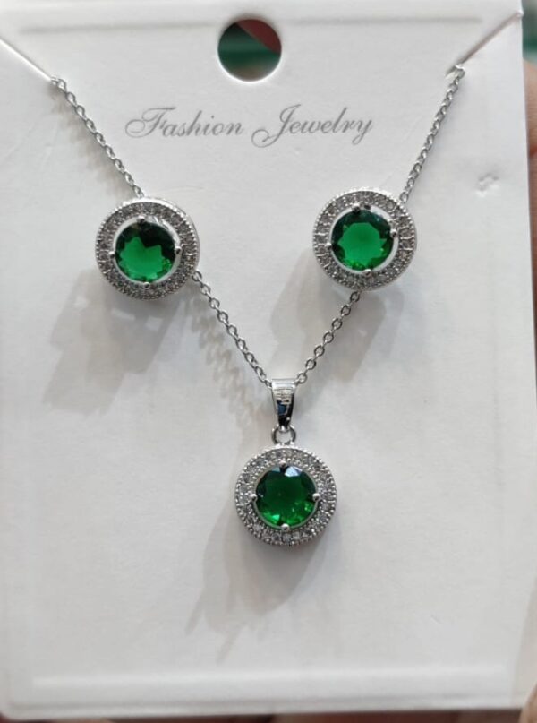 White Gold American Diamond Stones Locket Set By Unique Fancy Jewellery. - Image 3
