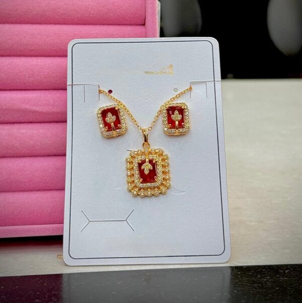 American Diamond Golden Locket Set Available in Different Colors. - Image 5