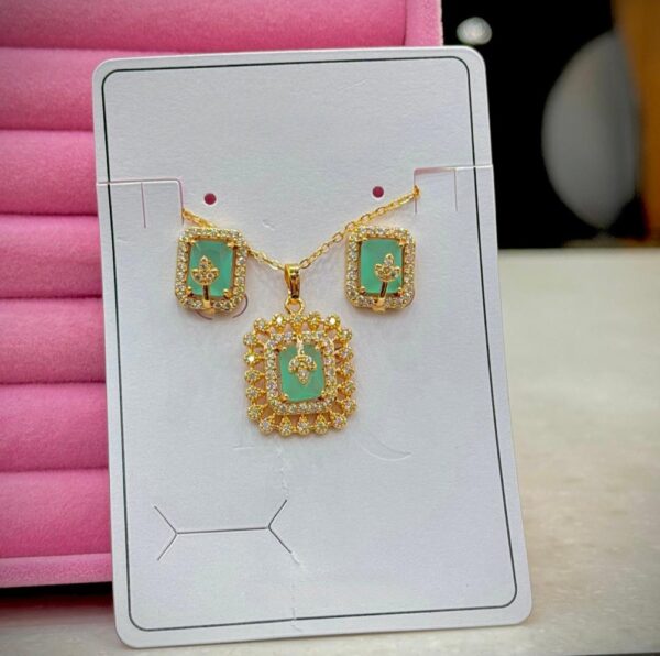 American Diamond Golden Locket Set Available in Different Colors. - Image 2