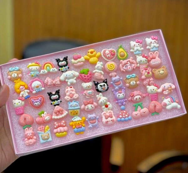 Pack of 50 kids cute day jewellery plastic kids ring mix design imported rings (1 pc).