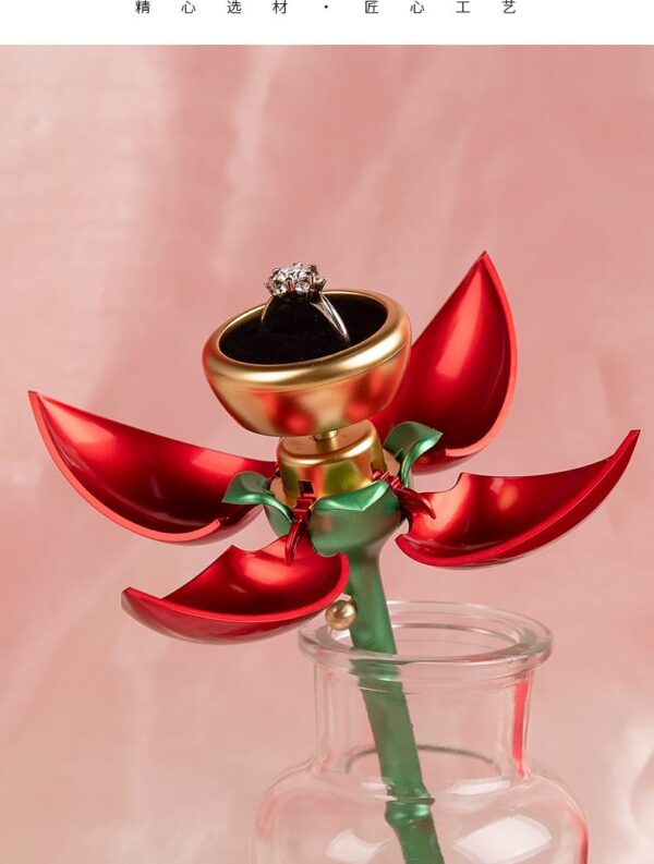 Red Rose Jewelry Box Highly Resistant To Oxidation Metal Baking Paint Synthetic Resin Jewelry Packaging Box Valentine's Day Box/Gift Box: - Image 3