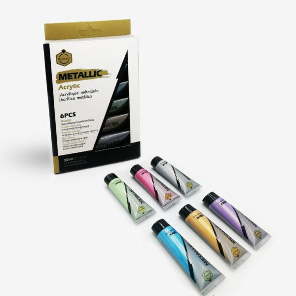 Keep Smiling Metallic Acrylic Paint 30 ml Pack Of 6. - Image 2