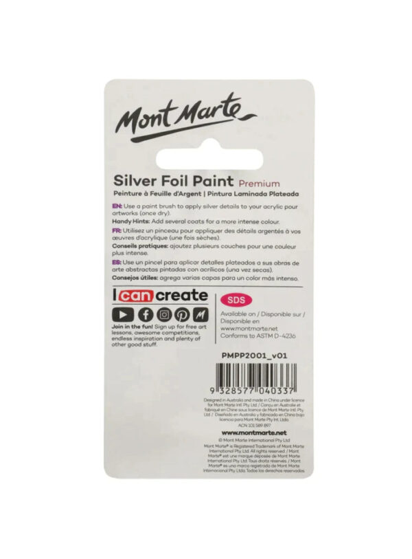 Mont Marte Premium Silver Foil Paint 20 ml. - Image 6