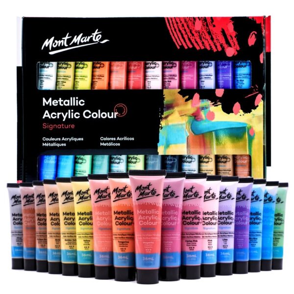 Mont Marte Metallic Acrylic Paint 36 ml Set Of 24. - Image 2